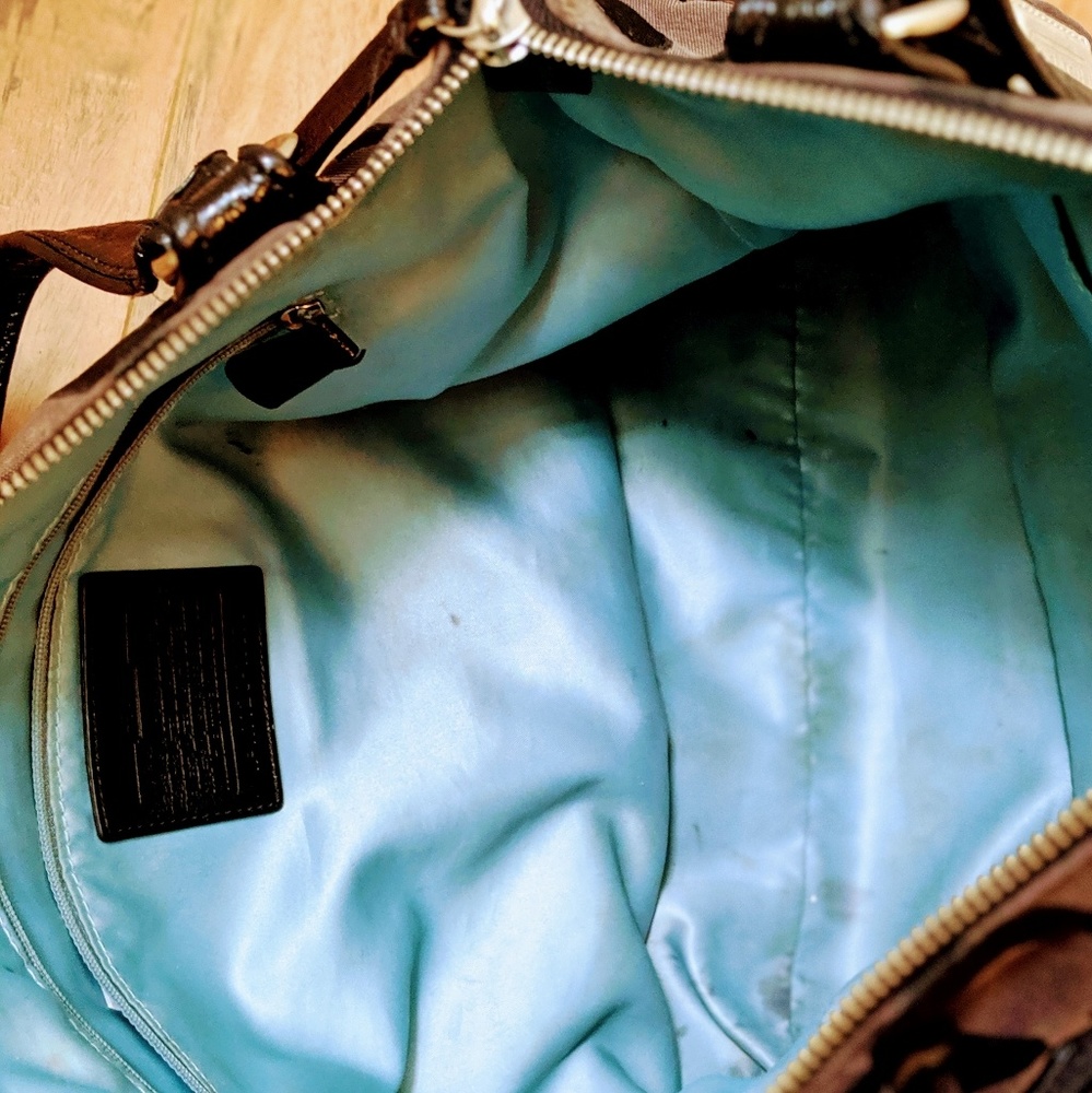 Coach Signature Black Woven Jacquard Fabric Bag Gem